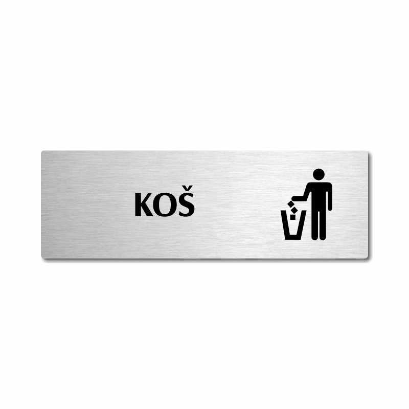 Koš, stříbrná popiska na dveře